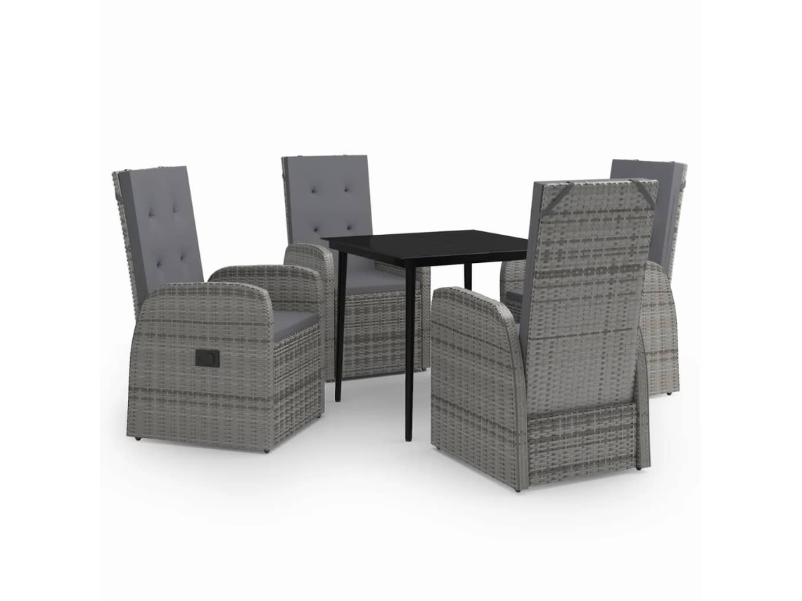 Maison Exclusive - Juego De Comedor De Jardín 5 Piezas Con Cojines Gris