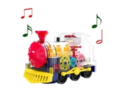 Tren Eléctrico De Juguete Educativo Con Engranajes Transparentes, Música Y Luz Giratoria.