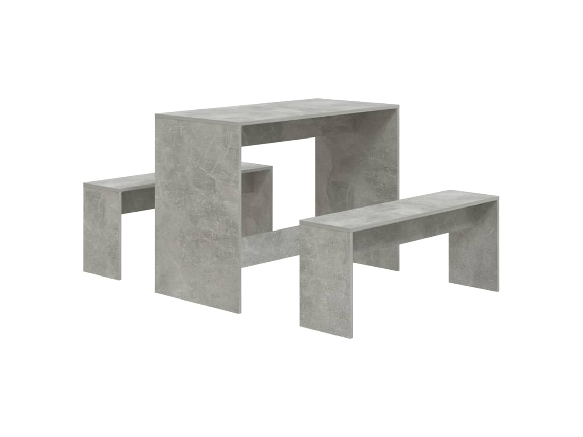 Maison Exclusive - Juego De Comedor 3 Piezas Madera Contrachapada Gris Hormigón