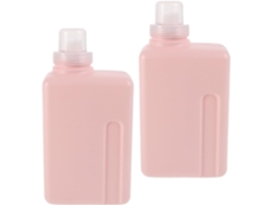 Nuobesty Juego De 2 Botellas Cuadradas Rellenables De 1000 Ml En Color Rosa, Dispensadores A Prueba De Fugas De Pe.