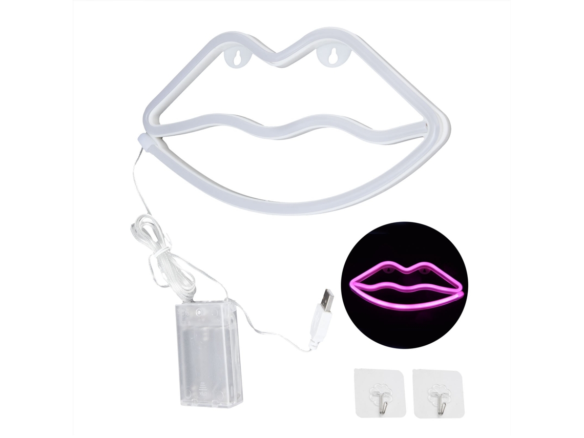 2026-luz Neón Led Forma De Labios Decorativa Usb O Batería Para Dormitorio Bar Festival Pared