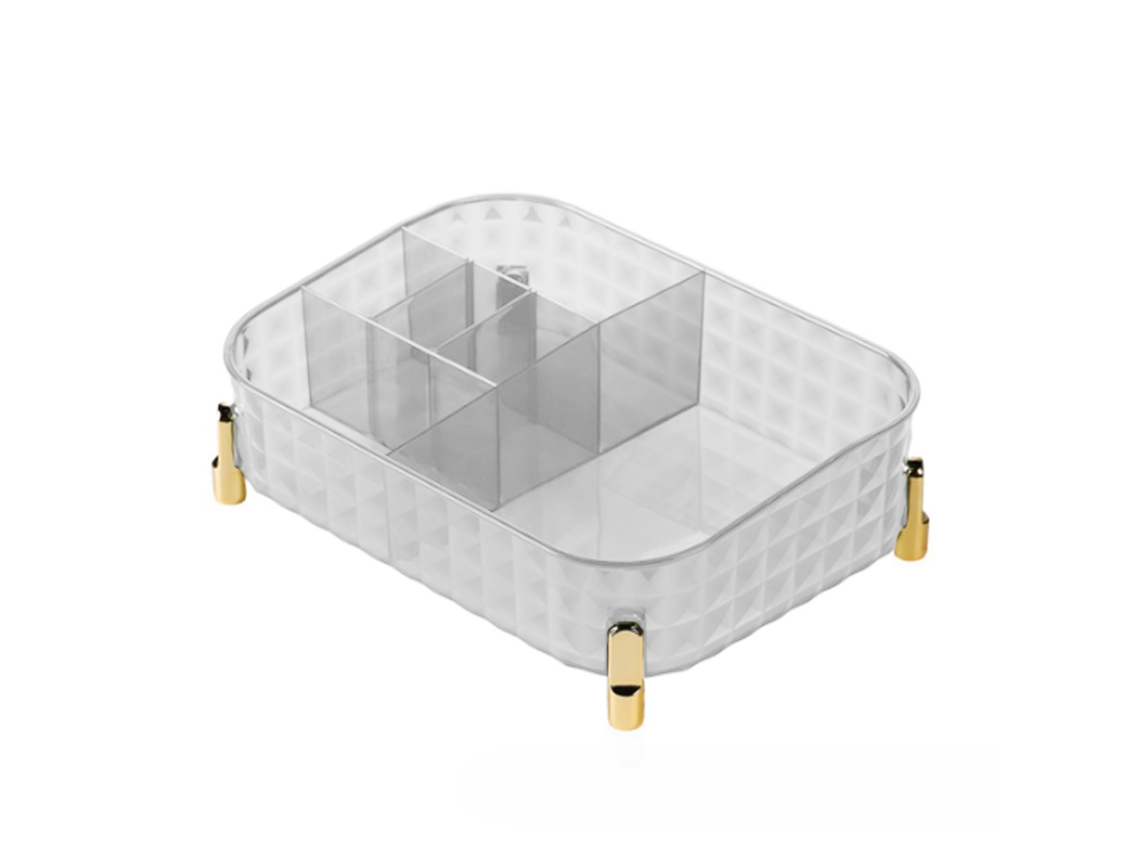 Caja De Almacenamiento Rectangular Con Separadores Para Tocador Y Organizador De Oficina.