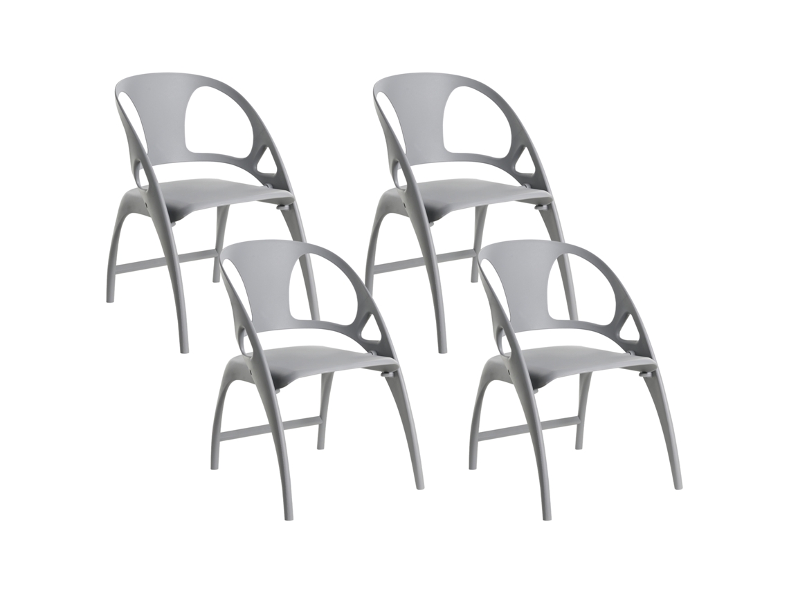 Cadeiras Dobráveis Para Interior E Exterior Beliani Nemi De Polipropileno Cinzento 59x53x80