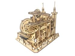 Maqueta De Madera 3d Con Movimiento Mecánico, Diseño De Castillo Con Piscina De Bolas. 400 Piezas. 25x21x24 Cm.