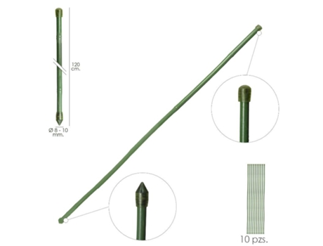 Tutor Varilla Bambú Plastificado Ø 8 - 10 mm x 120 cm (Paquete 10 Unidades) SATURNIA