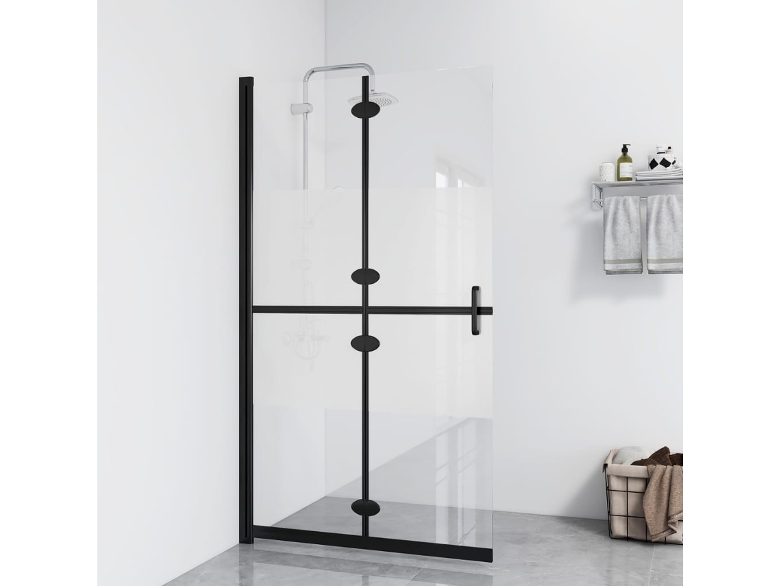 Mampara De Ducha Plegable Vidrio Esg Medio Esmerilado 120x190cm