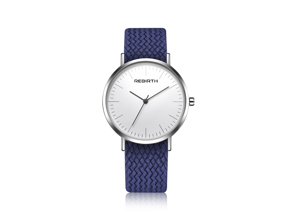 Reloj De Muñeca De Cuarzo Con Correa De Tela Redondo Unisex Casual Azul