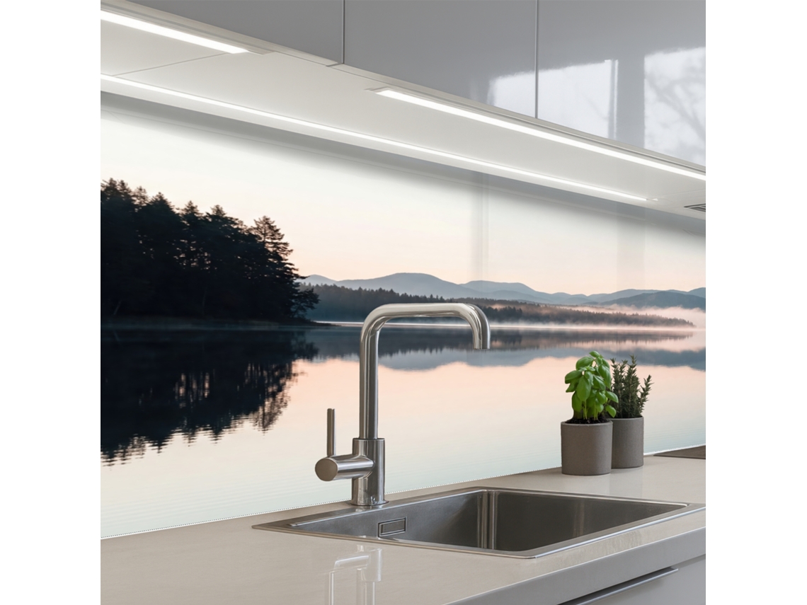 Salpicaderos De Cocina Agua - Árboles - Capa De Niebla 150x60 Cm