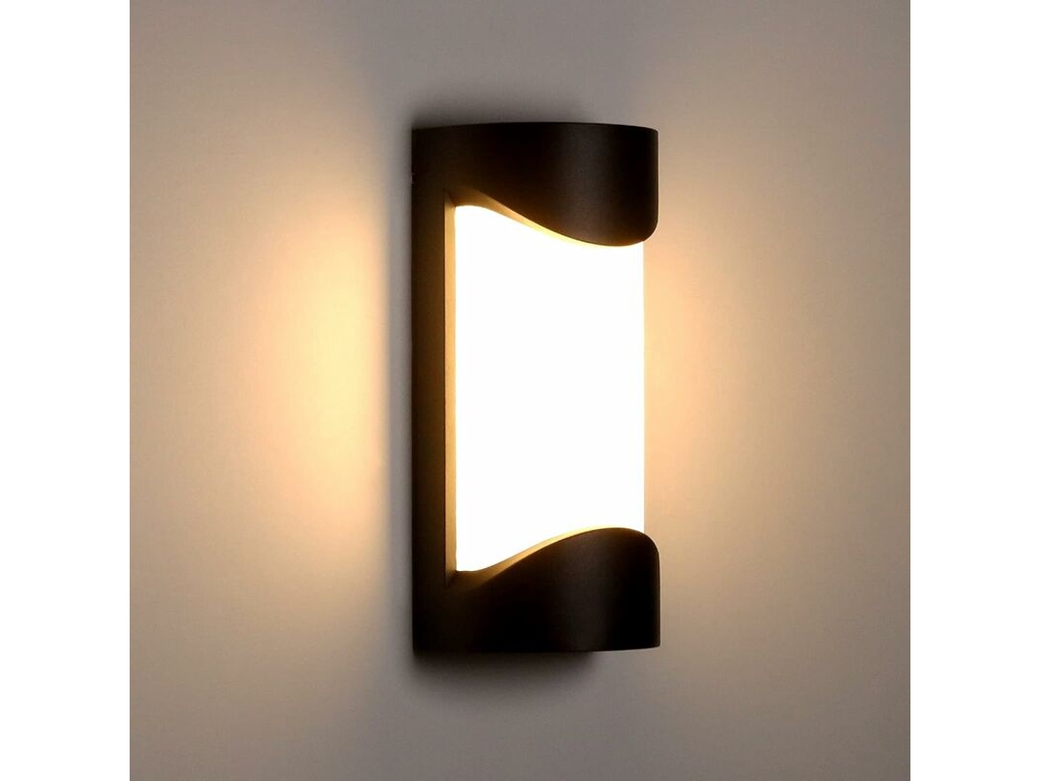 KOFIHETY Luz de Pared Exterior LED 12W Impermeable IP65 en Aluminio Decorativa Iluminación 3000K Luz Cálida Salón Dormitorio Patio Negro