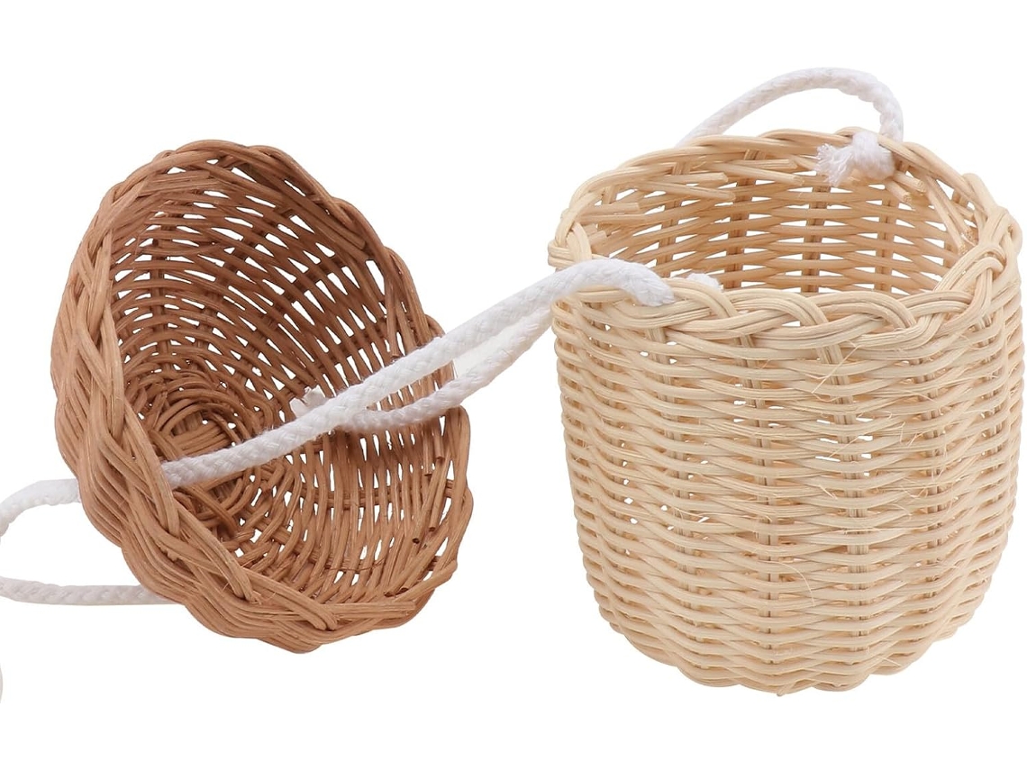 Bolso Pequeño De Hombro De Ratán Tejido A Mano Con Borla Decorativa, Mini Cesta