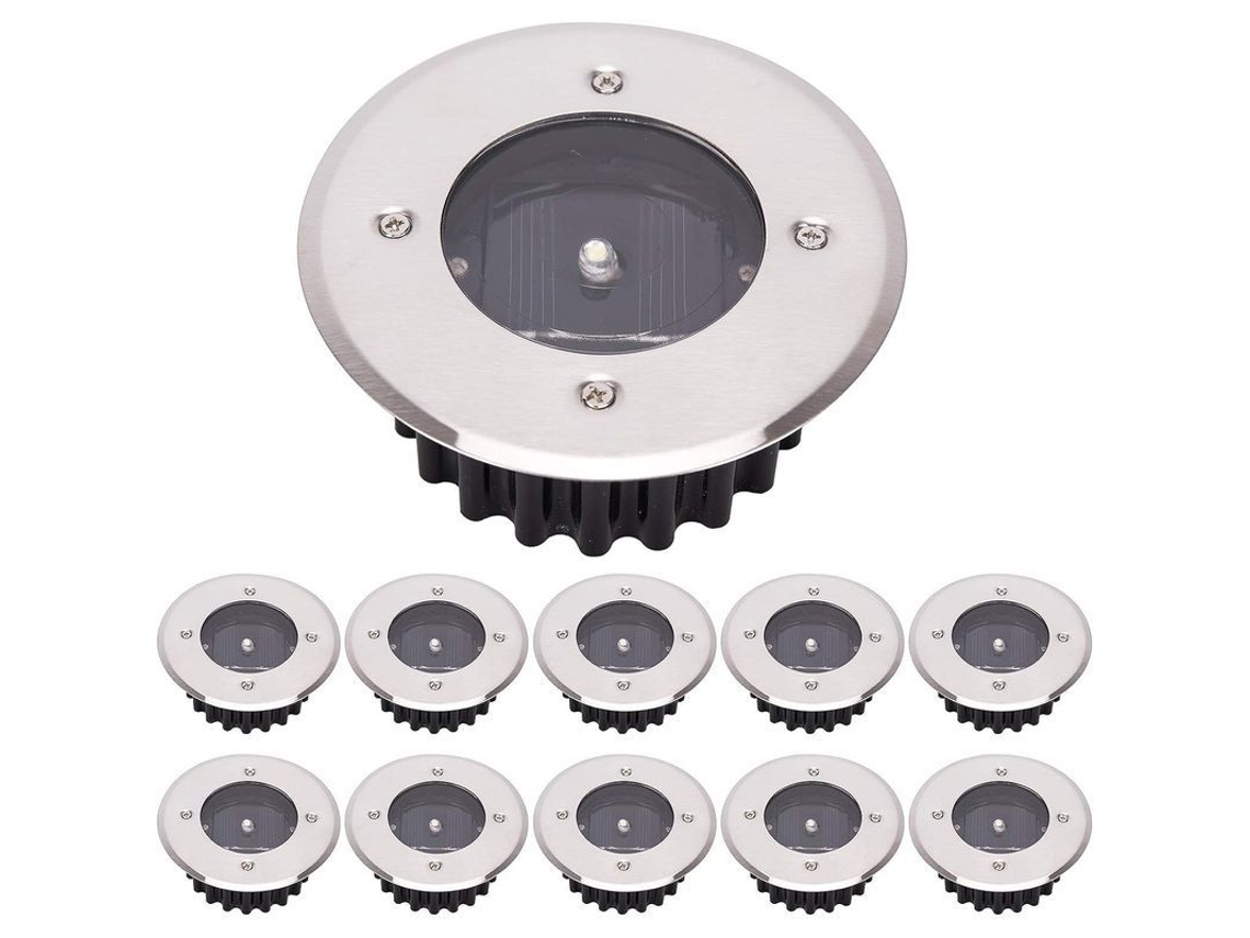 2026-10 Luzes Solares Led Para Exteriores, Lâmpadas Para Solo Redondas, Cor Branco Frio, Ip65, Fácil Instalação