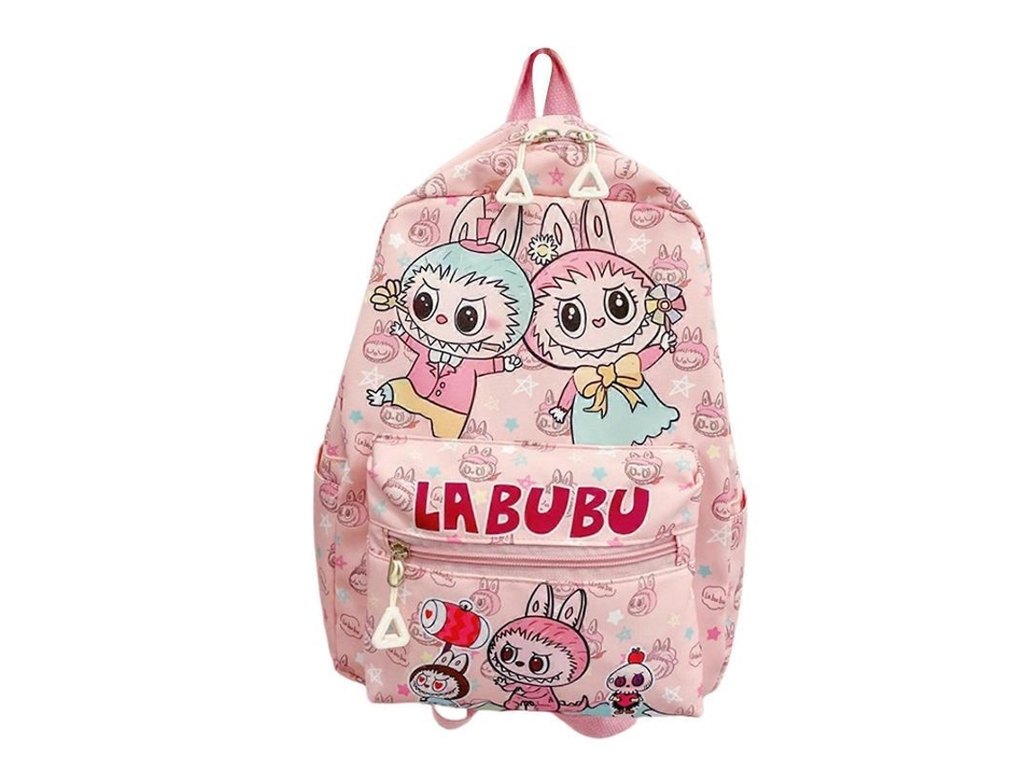 Mochila Escolar Infantil Impermeable Cartoon Labubu Para Niños Niñas Color Rosa Claro L Rosa Claro