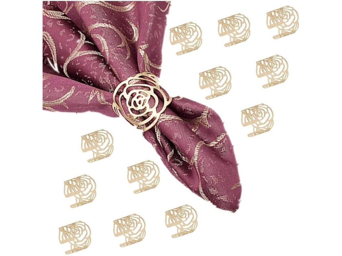 2026-anillos Para Servilletas De Metal Con Diseño De Rosa 12 Piezas Para Decoración De Mesa En Navidad, Bodas Y Fiestas
