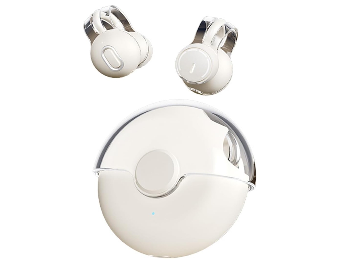Auriculares inalámbricos Bluetooth 5.3 con clip, TWS, conducción ósea, sonido ACS 360, micrófono, ideales para deportes - Blancos