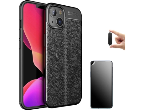 Carcasa + Protector + Soporte iPhone 13 Mini Rugged Leather Negro