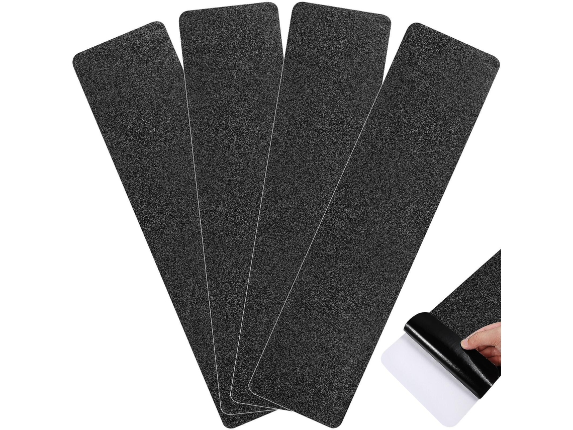 4 Cintas Antideslizantes Exteriores Para Escaleras Impermeables De Alto Tracción Material Pvc Seguridad 61x15cm Negro