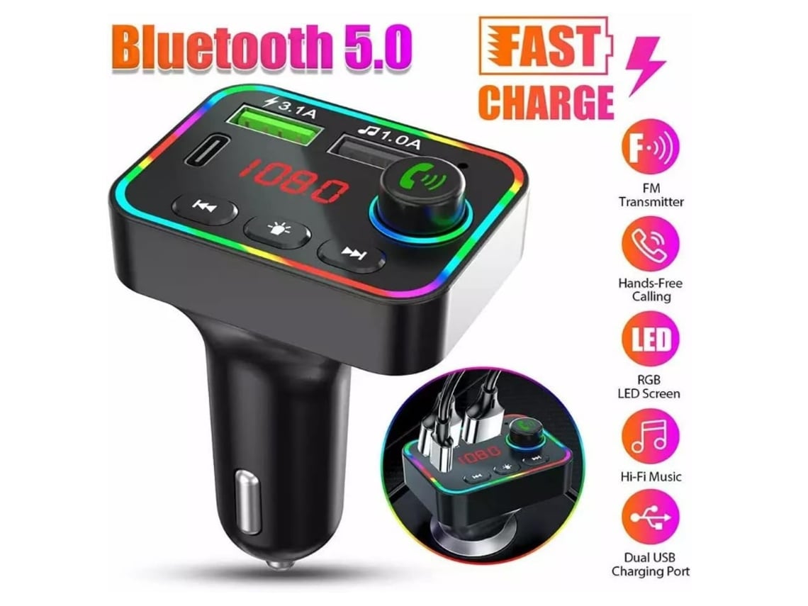 Adaptador de transmisor de radio de coche FM inalámbrico Bluetooth Llamadas  manos libres Kit de coche