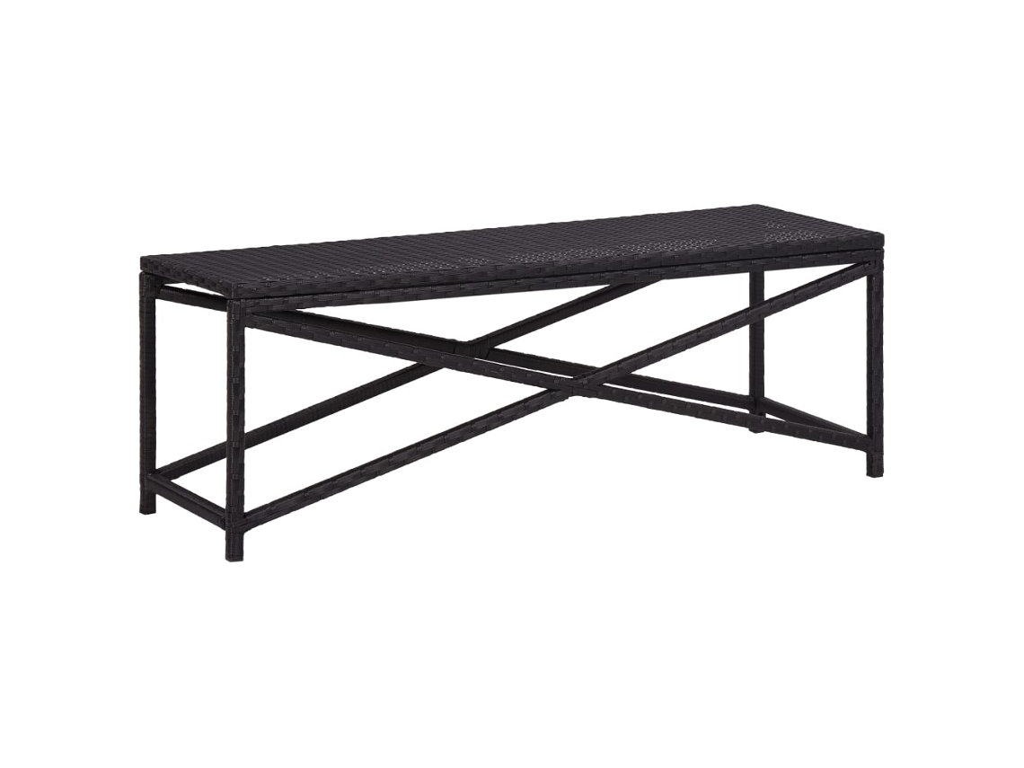Banco De Jardín Ratán Sintético Negro 120 Cm