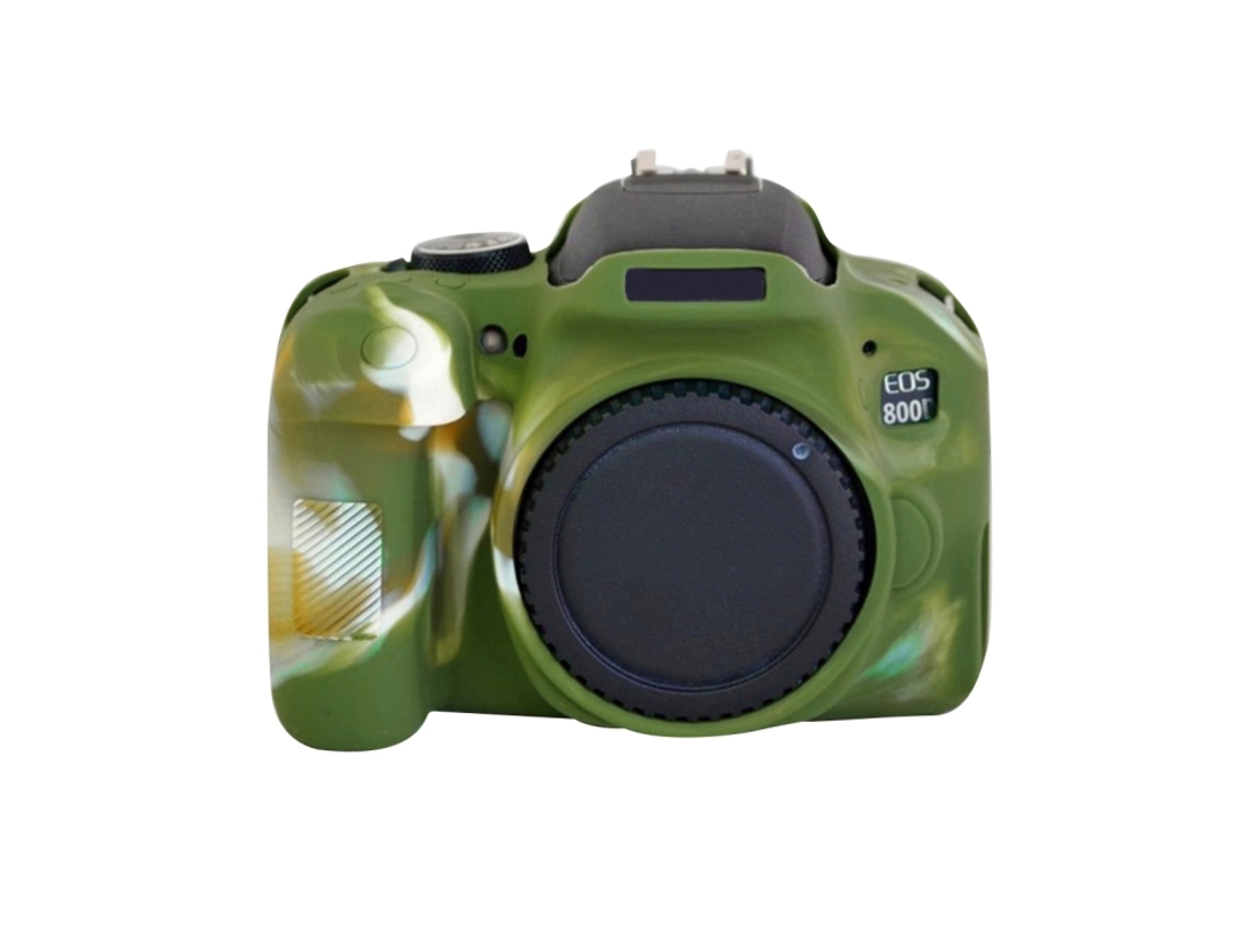 Funda protectora de silicona suave para Canon Eos 800d camuflaje verde Zruxe