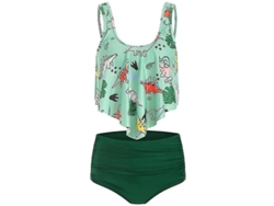 2026-conjunto De Bikini Tankini Para Mujer Con Volantes Y Cintura Alta Traje De Baño De Poliéster Relleno Para Playa