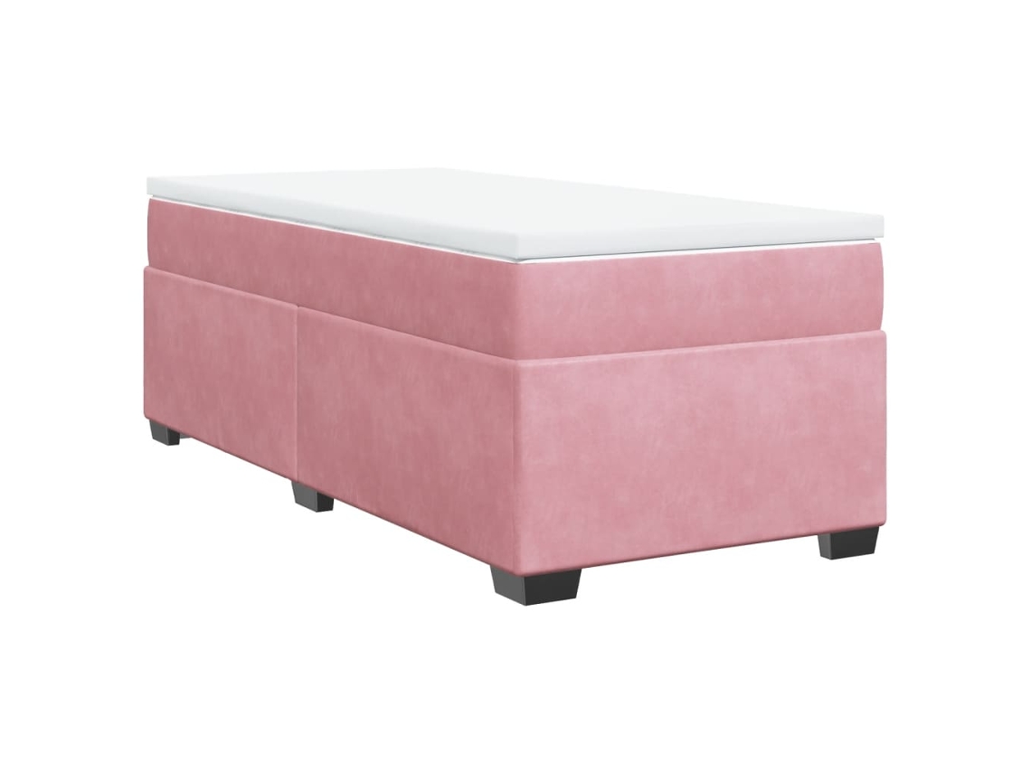 Maison Exclusive - Cama Box Spring Con Colchón Terciopelo Rosa 80x200 Cm