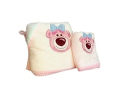 Toalla de baño, juego de 2 piezas, dibujos animados, para niños, suave, absorbente, de felpa, con tela, color blanco