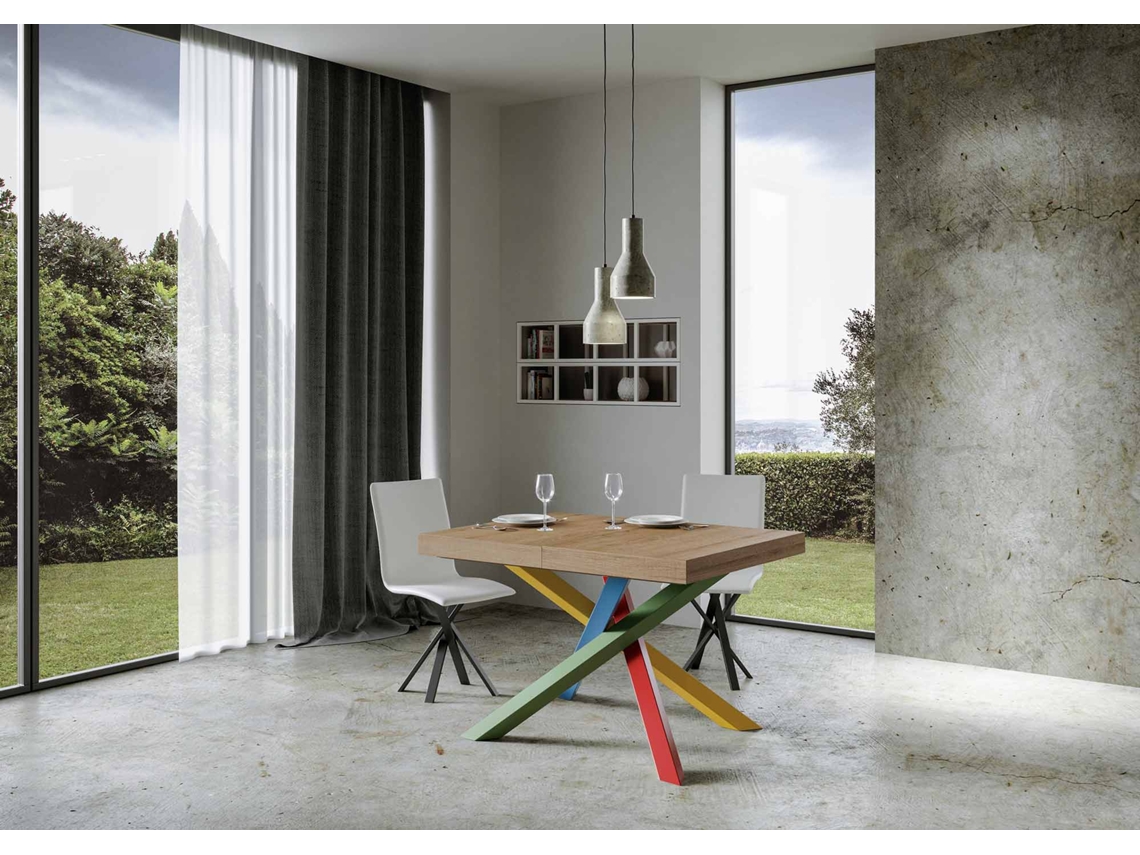 Mesa extensible 90x140/244 cm Volantis Premium Roble Natural estructura multicolor 4/B ITAMOBY