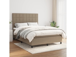 Cama Box Spring Con Colchón Tela Gris Taupe 140x190 Cm