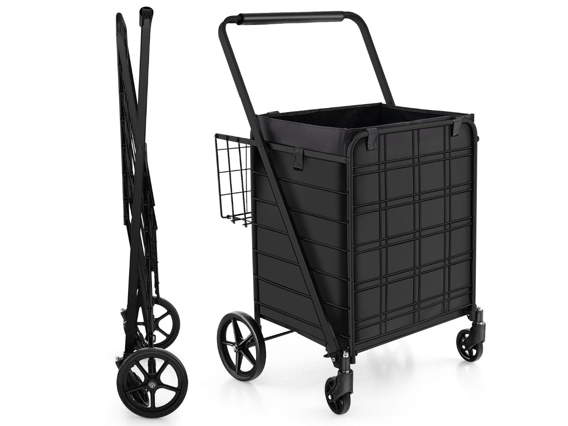 Carrito de compra plegable negro NORTHIX con bolsa Oxford extraíble