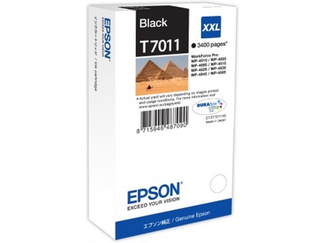 Cartucho de tinta original EPSON T7011, Pirámides 63,2 ml , Negro, Alta, XXL, C13T70114010