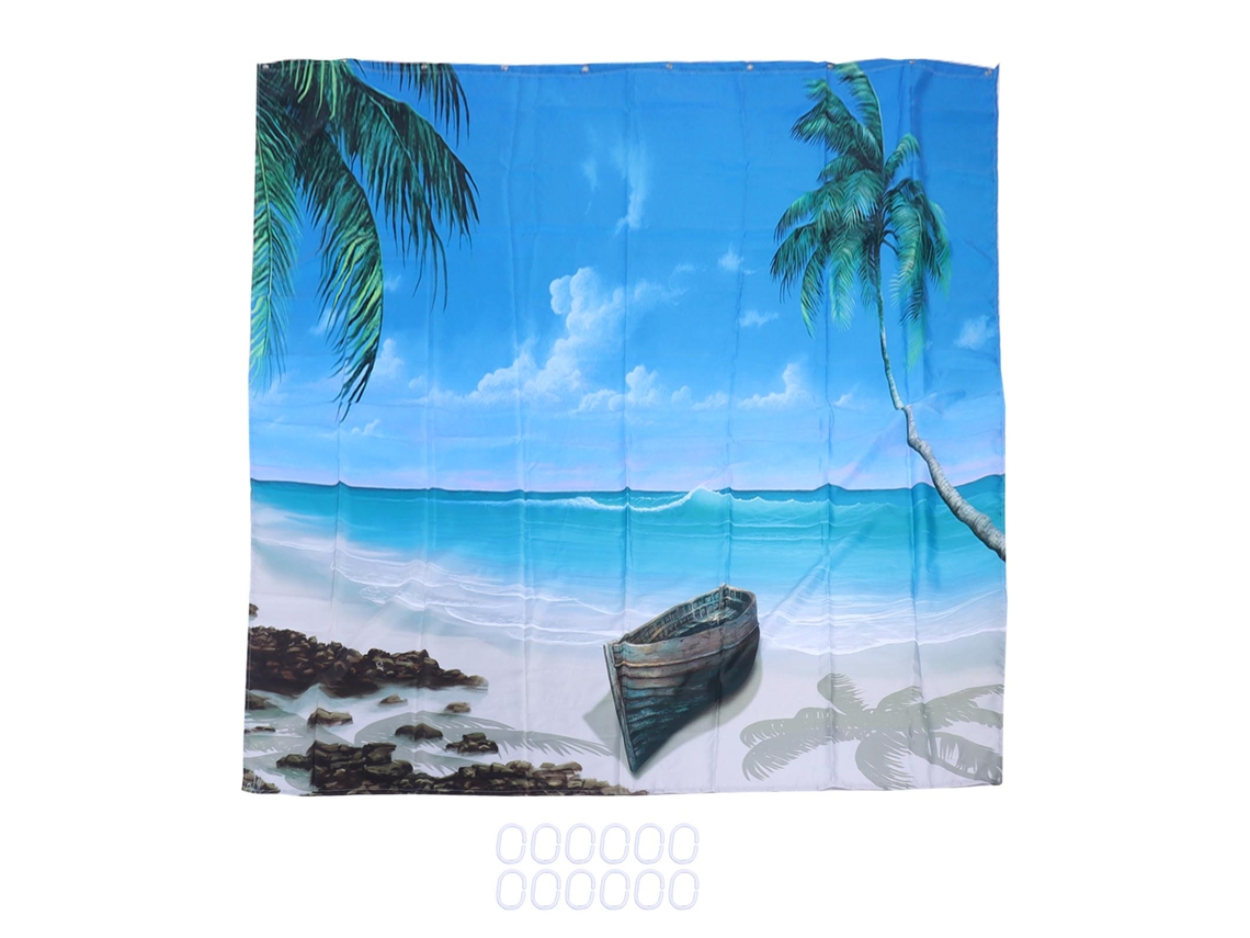 Juego de cortina de ducha con anillas 180x180cm