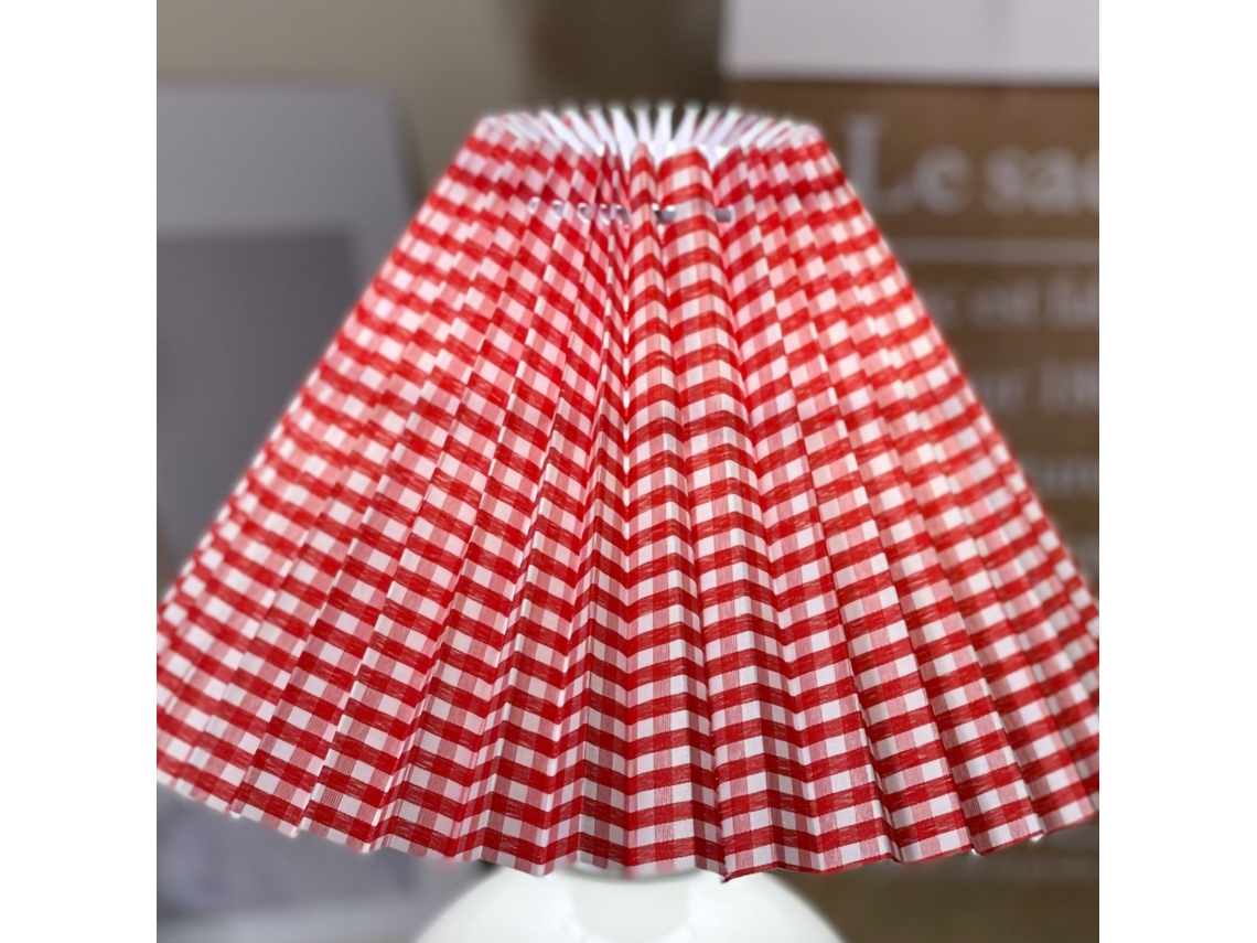 Rebe-lámpara De Mesa Anti-glare E27 Tela Para Dormitorio Hogar Oficina Toldo Rojo Cuadrillé