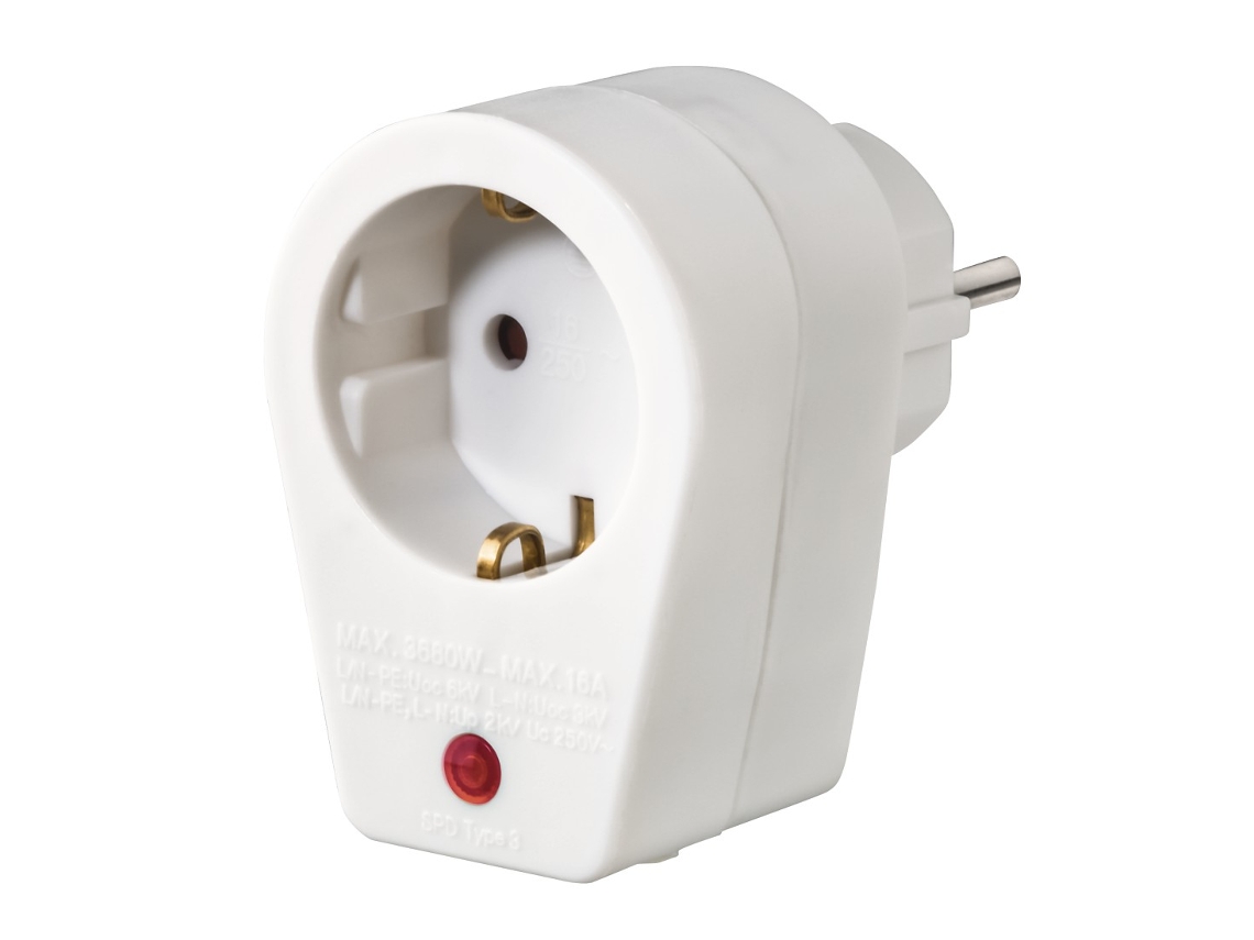 Enchufe Individual HAMA Shuck con Supresor - Blanco 223323