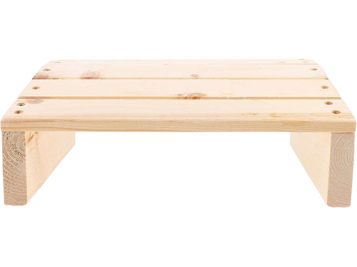 Reposapiés De Madera Maciza, Ergonómico E Inclinado, Color Beige, Con Cojín Antideslizante Para Mejorar El Espacio De Oficina.