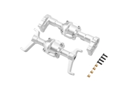 Conjunto De Carcasa De Eje Delantero Y Trasero De Aleación De Aluminio Mecanizado Cnc Para Coche Rc Fms Fcx24 A Escala 1/24, Color Plata.