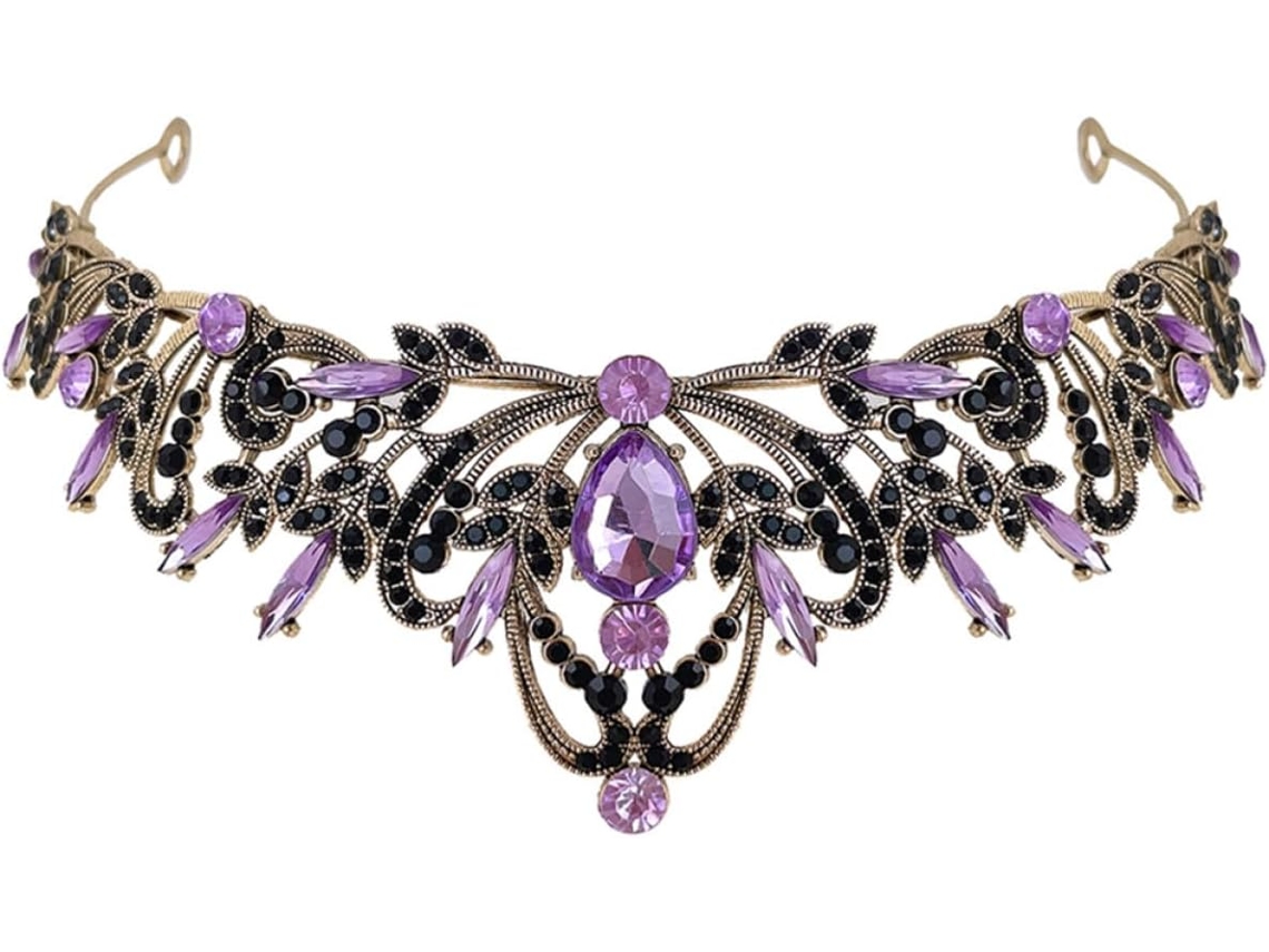 Bandeau De Mariée Tiare En Strass Décoré De Cristaux Noirs Accesorio Cheveux Mariage Para Cérémo...