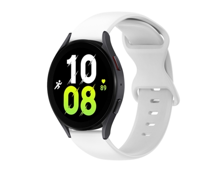 Correa de reloj inteligente para Samsung Galaxy Watch 5, 40 mm, 20 mm, hebilla de mariposa, correa de reloj de silicona de color sólido (blanco)
