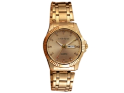 Reloj De Pulsera De Acero Inoxidable Impermeable Casual Fashionable Para Hombres (dial Dorado)