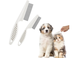 2 Peines Antipulgas De Acero Inoxidable Para Mascotas (blancos)