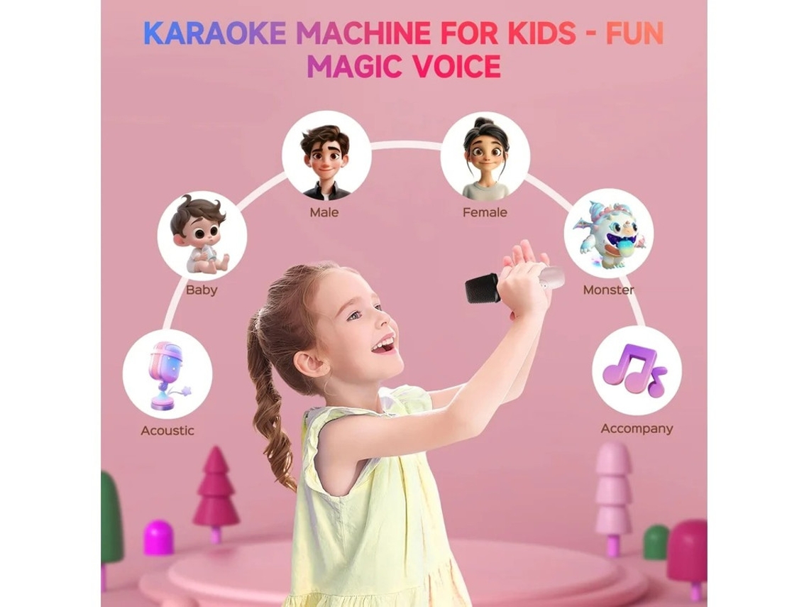Mini máquina de karaoke para niños, altavoz Bluetooth portátil con 2 micrófonos inalámbricos, juguete de regalo de cumpleaños para Yizhood