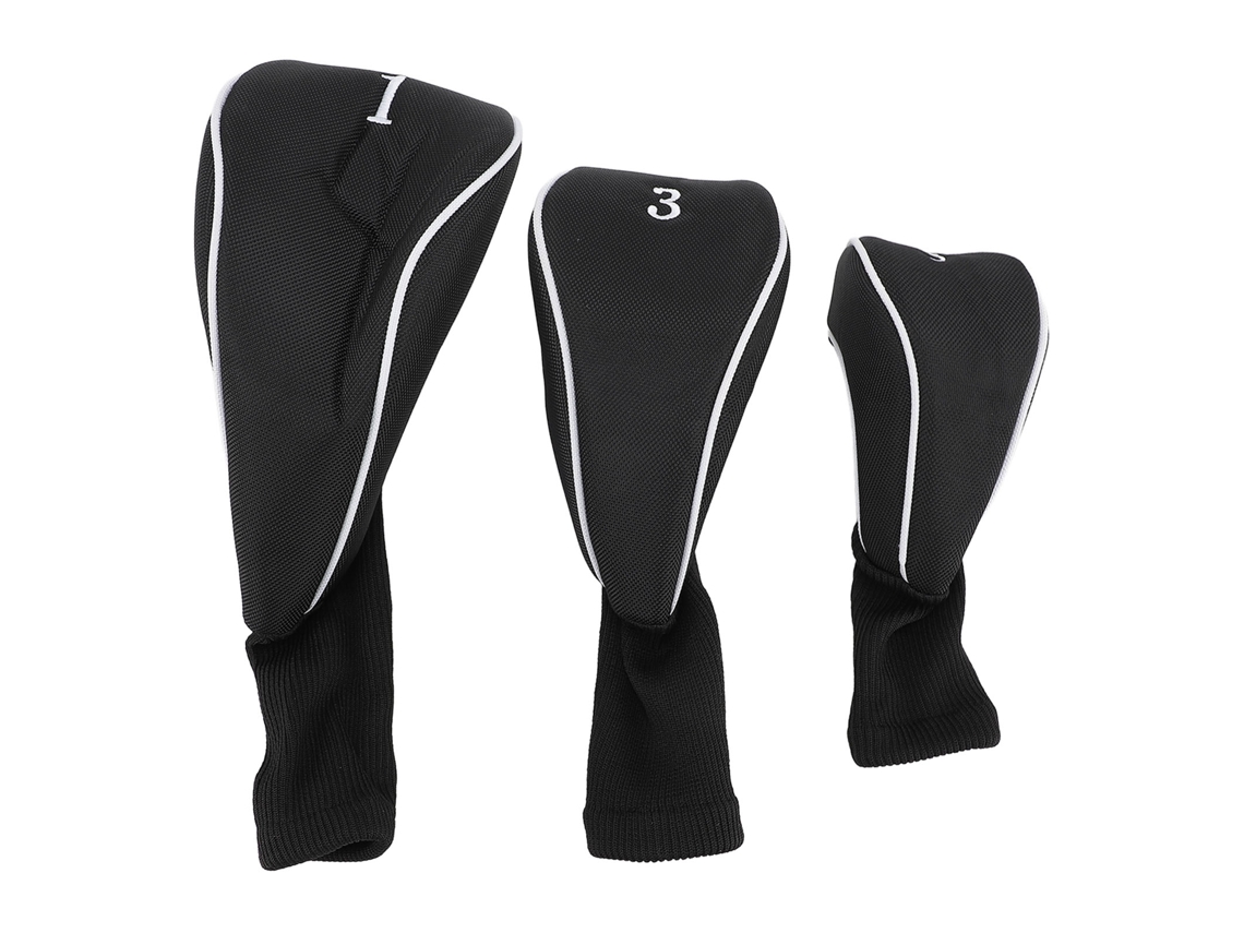 2026-3pcs Fundas Para Cabezas De Palos De Golf Driver Fairway Woods Elásticas De Cuello Largo Universal Negras