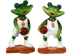 Figuras Decorativas De Pareja De Ranas En Resina Hecha A Mano, Miniaturas Deportivas De Baloncesto