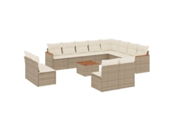 Maison Exclusive - Set Sofás De Jardín Con Cojines 13 Pzas Ratán Sintético Beige