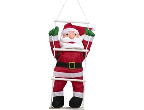 Adorno de Navidad TIENDA EURASIA Colgante Papa Escalera Decoracion Rojo (66x34cm)