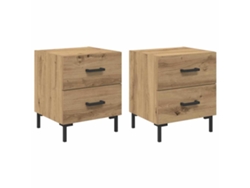 Juego de 2 mesitas de noche de roble hechas a mano 40x35x47,5 cm MAISON EXCLUSIVE