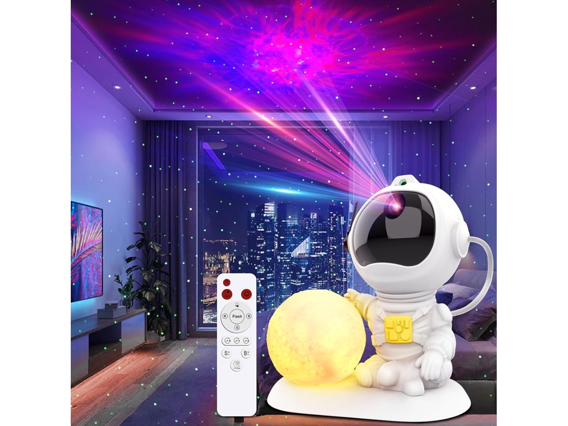 Proyector 3 en 1 Astronaut Galaxy Starry Sky con luz de luna de 3,5 pulgadas, control remoto y temporizador, 33 efectos de iluminación de ha CHRONUS