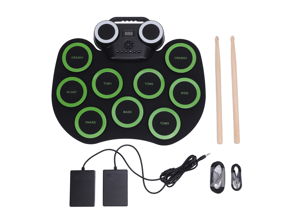 Yncm - Batería electrónica enrollable para niños con pedal y baquetas