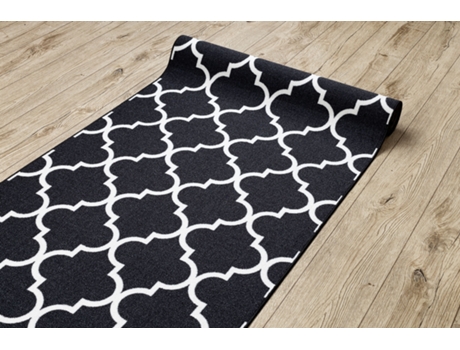 Alfombra de Pasillo con Refuerzo de Goma Enrejado Trébol Marroquí Negro Trellis 57 cm 30350