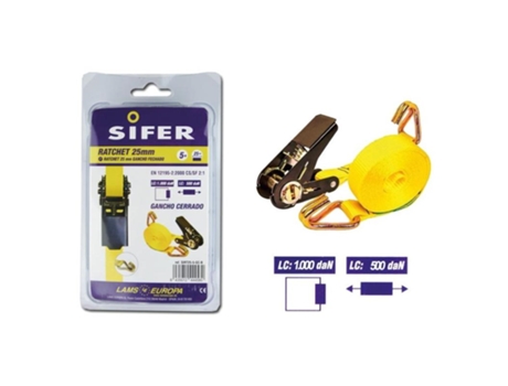 Sifer ratchet 25mm 4,5m+0,5m gancho cerrado sirt25-5-gc-b