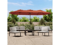 Guarda Sol De Jardim C/ Cabeã§a Dupla/led 449x245 Cm Terracota Dkd Home Decor